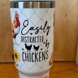 Easily Distracted by Chickens Tumbler - White